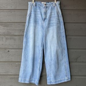 We The Free Wide Leg Trouser Jeans Size 31 Curvy Stretch Denim Bareback